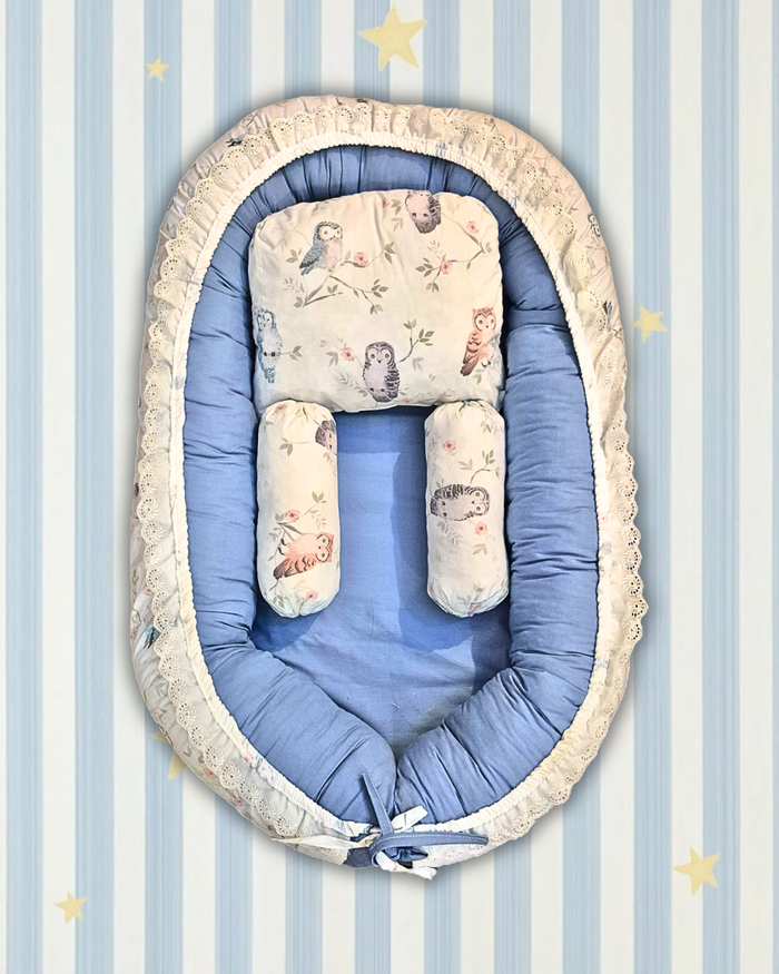 Elinor Owl Baby Nest in Blue