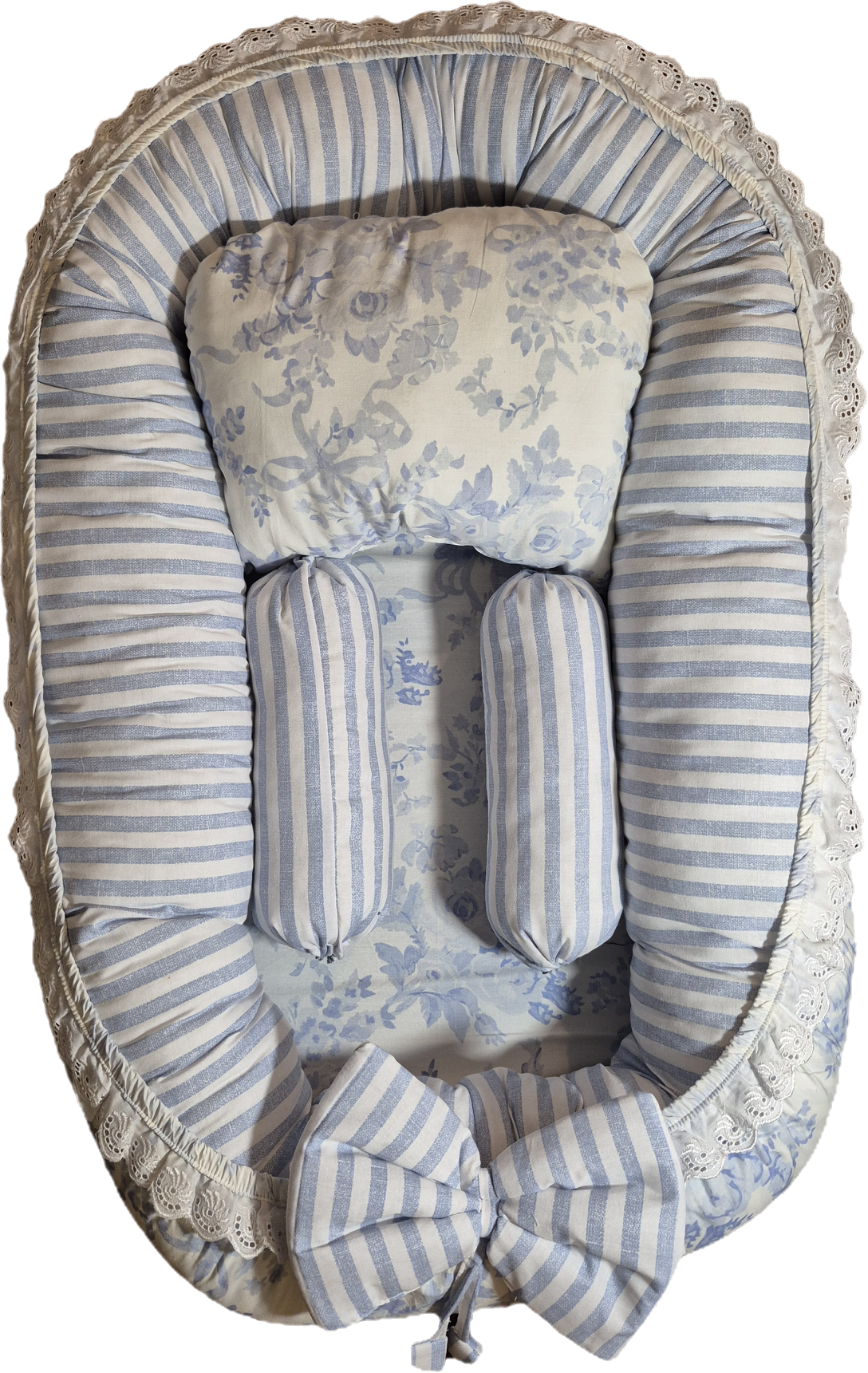 Pottery Barn  Garden Damask in Blue- Baby Nest