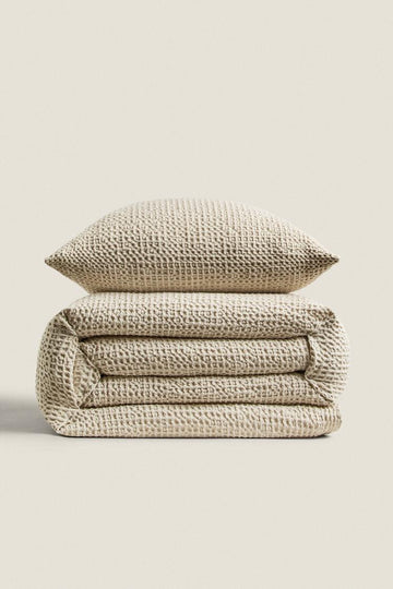Zara- Mini Waffle Set in Light Greyish Beige