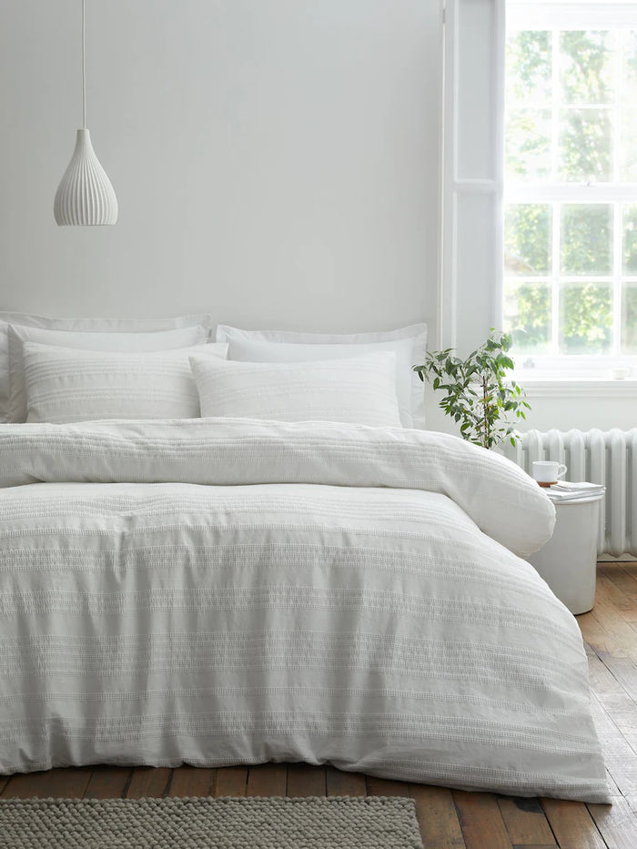 White Waffle Cotton Stripe