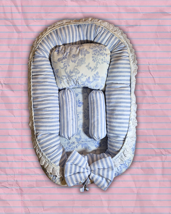 Garden Damask in Blue Baby Nest