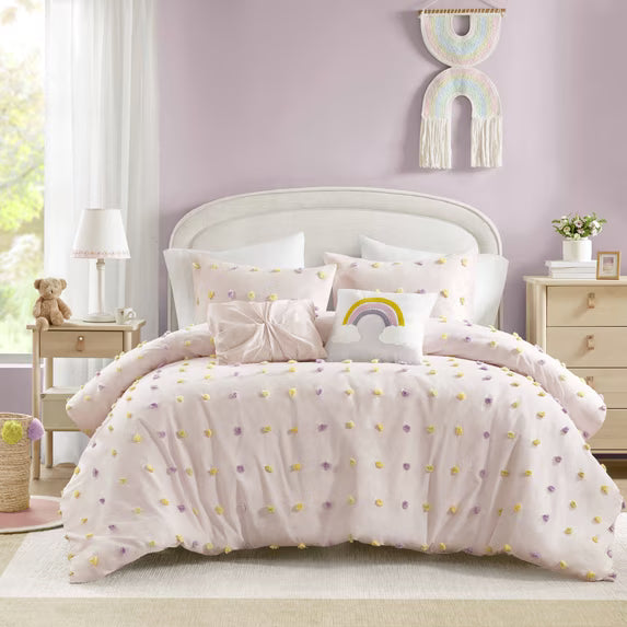 Jerfit- Multi Pom Poms in Yellow & Lilac