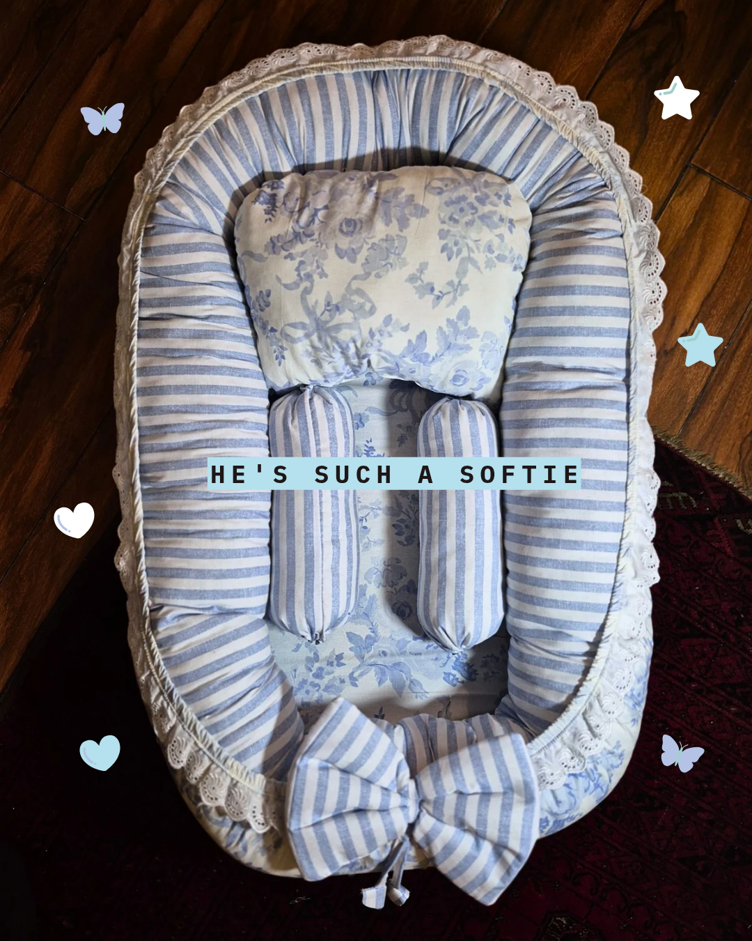 Garden Damask in Blue- Baby Nest